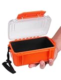 Hlotmeky Small Waterproof Box Dry Box Waterproof Containers with Padding Protective Case Small Watertight Storage Box for Kayak Boat Orange Micro Case