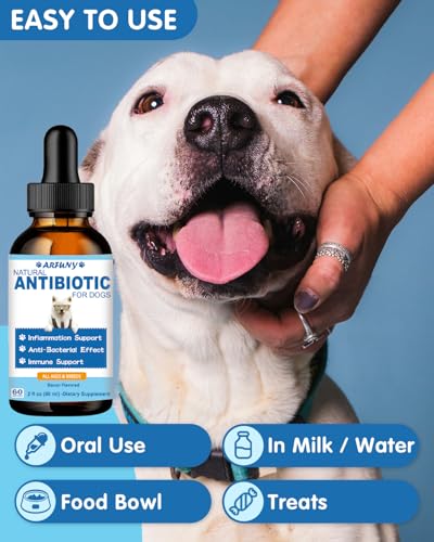 SANTKOL Natürliche Antibiotika für Hunde - 60ML Hundehustentropfen - Linderung von juckender Haut - Allergielinderung - Immunsystem Stärken - Mit organischen natürlichen Zutaten - Bacon-Geschmack