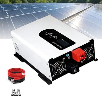 eQianyuan Pure Sine Wave Power Inverter,60V DC to 110V/220V AC Voltage Converter,Hybrid Solar Inverter 2000W-12000W Peak Power, with Hard-Wired Terminal Blocks 3000W-110V