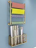 Display Stand Ribbon Organizer Wall Mount Set of 2, Rolls Gift Wrapping Paper Holder Storage with Removable Rod, for Craft Room/Small Space/Retail Store/Cake Shop