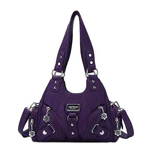Image of Angel Kiss Purses for Women Small Hobo Shoulder Bags Vagen Leather Multi-Pocket Tote Bag with Zipper