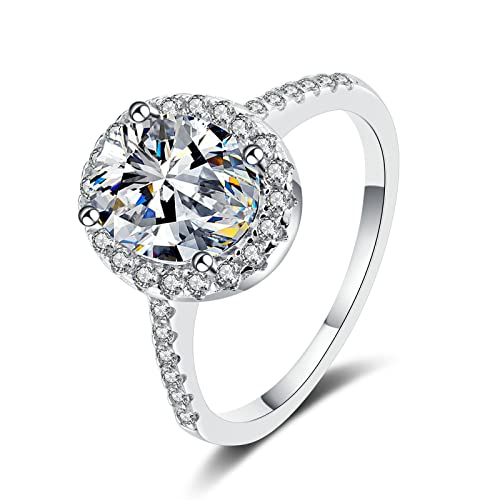 Bague moissanite 2ct ovale argent 925, l'éclat durable sans ternir