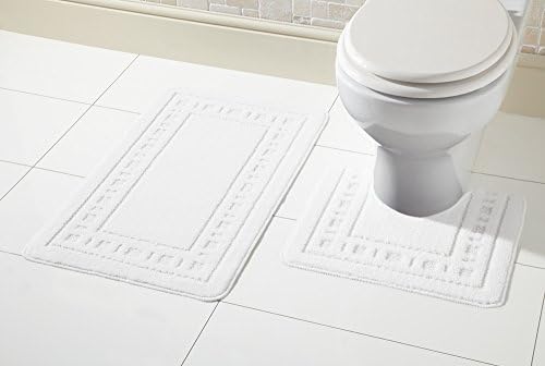 Olivia Rocco Miami 2 Piece Bath Mat & Pedestal Set, Non Slip Bathroom Set (Aqua)