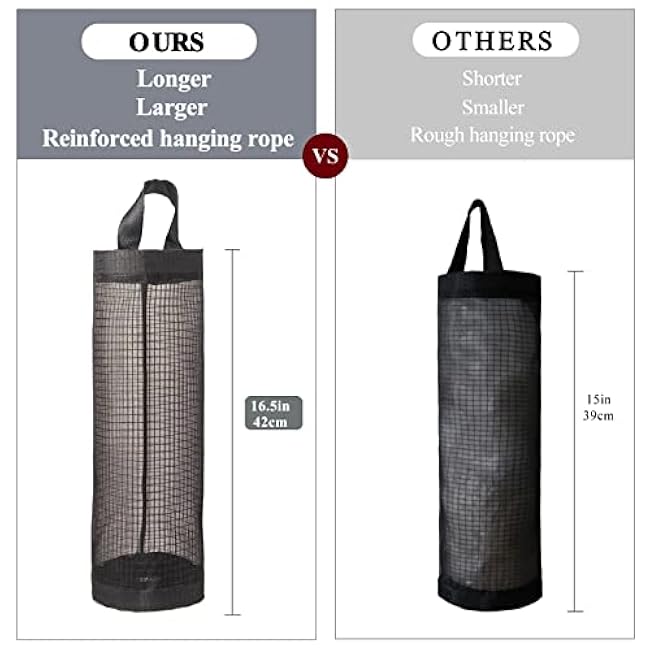 TOGETRUE Plastic Bag Holder, Grocery Bag Holder Mesh Hanging Storage Bag Dispenser (Black 2 Packs)