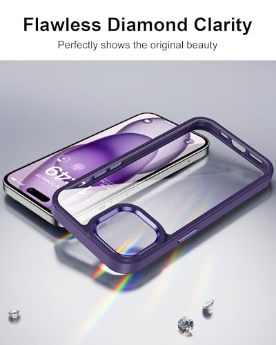 Image of HOOMIL Case for iPhone 15 Plus 6.7-Inch, Anti-Yellowing, Drop Protection, Anti-Scratch Transparent Hard Back Phone Cover (Purple)