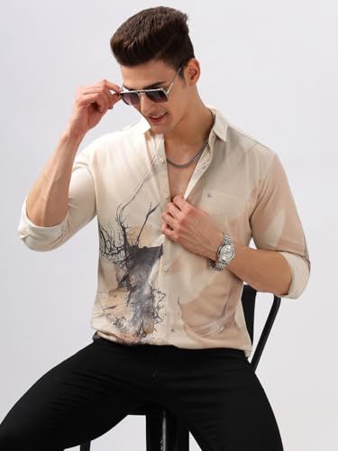 Image of BULLMER Trendy Regular Fit Striped Causal Full Sleeve Shirt for Men.