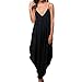 E.JAN1ST Women's Spaghetti Strap Jumpsuit V Neckline Loose Harem One Piece Romper, Black, 10-12