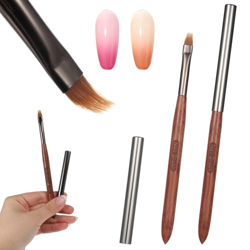 2Pcs Ombre Nail Brush, Nail Blending Brush, Nails Art Gradient Painting Brushs, Acrylic Ombre Brushs For Nails, Gradient Painting Pen Extension Manicure Cleaning