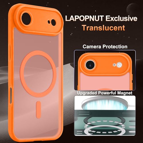 LAPOPNUT for iPhone Air Case, [Compatible with Magsafe] [Full Camera Protection] Magnetic Translucent Matte Back Bumper Shockproof Protective Phone Cover for iPhone 17 Air,Orange by LAPOPNUT - Image 5