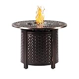 Oakland Living Round 34 in. x 34 in. Aluminum Propane Fire Pit Table with Glass Beads, Two Covers, Lid, 37,000 BTUs in Copper Finish