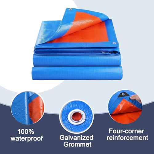 Lona de protección de 120 x 140 cm azul hecha de PE impermeable 4
