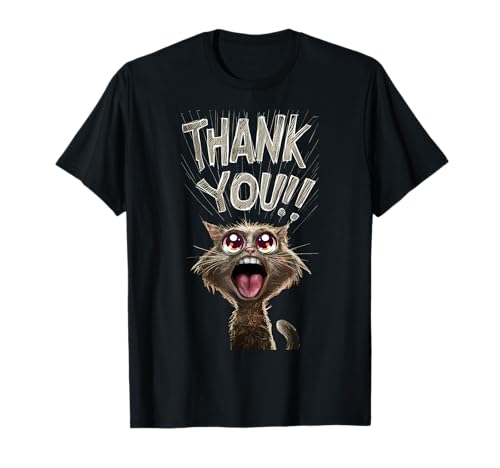 Cat Thank You Tee | Unique greeting from funny black cat T-Shirt