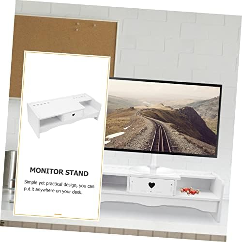 NUOBESTY Çekmeceli ekran yükseltici, bilgisayar monitörü için, masaüstü monitör standı, uzun ömürlü malzemelerden üretilmiştir, yüksekliği ayarlanabilir, küçük eşyalar depolama, ofis bilgisayar standı - Görsel 4