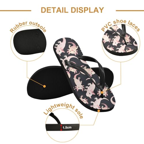 ALAZA Cute Axolotl Pattern Flip Flops for Women Fashion Beach Slippers Comfort Mens Flip Flops Non-Slip Rubber Shower Slippers Sandal for Hotel Travel Sport,XS3