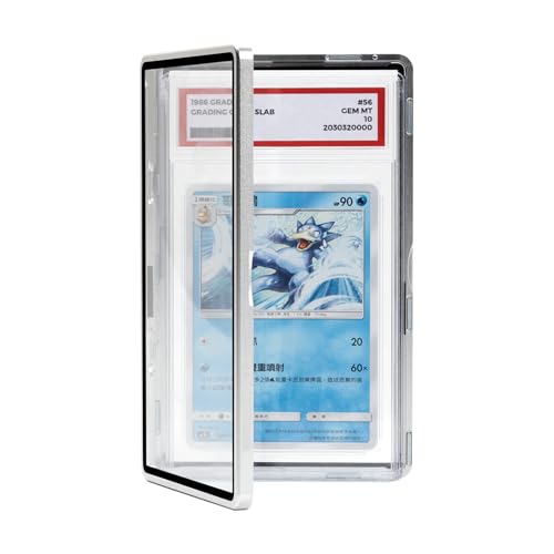 Magnetic Graded Card Slab Protector - Premium Aluminum Graded Card Showcase, Slab Protector with UV-Resistant Tempered Glass, Personalized Slab Bumper for Collectors, Silver