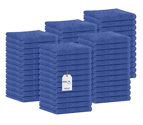 Avalon Towels Cotton Washcloths – (Pack Of 60) Bulk 12"X12" Premium Ring Spun Cotton, Absorbent, Soft Face Towels, Gym Towels, Hotel And Spa Quality, Reusable Fingertip Towels (Blue) #TOP16