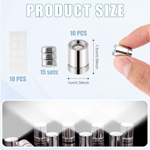 10pcs LED Mini Lights, Plastic Mini Electric Lights for Dollhouse Included Battery Adhesive Backing Dollhouse Accessories for Paper Lantern Party Decoration Crafts (White)