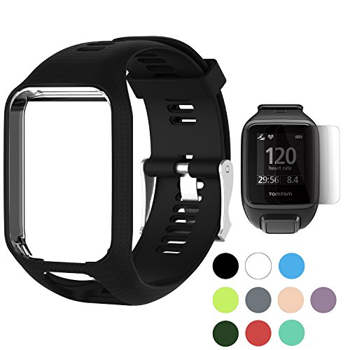 TUSITA Wristband for Tomtom Runner 2 3/Spark/Spark 3/Golfer 2/Adventurer, Replacement Silicone Band Strap