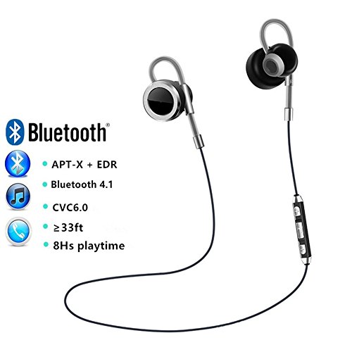 Bluetooth Headphones Bluetooth 4.1 SanTen Wireless in-Ear Earbuds Sweatproof for Running Jogging Yoga Bicycle Motorcycle，aptX Stereo Pure Sound, 8 Hours Playtime