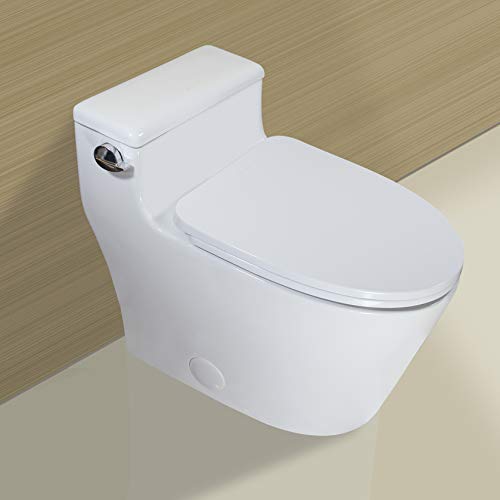 Winzo Wz5081 Elongated One Piece Toilet Low Profile, High Efficiency Flush 1.28 Gpf With Soft Close Seat White #TOP1