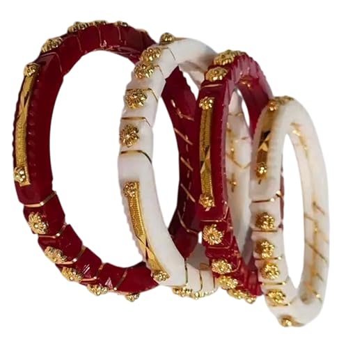 Traditional Shankha Pola Dhakai Shakha Bengali Bangles Red & White Bangle Set for Women/Girls/Ladies Jewelry