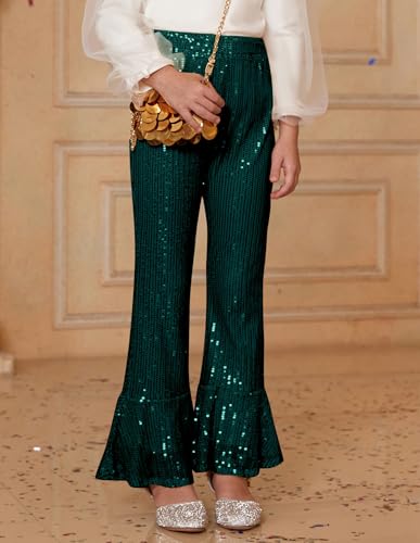 Image of GRACE KARIN Girls Sequin Pants Sparke Trouser Glitter Dance Bell Bottoms 5-14