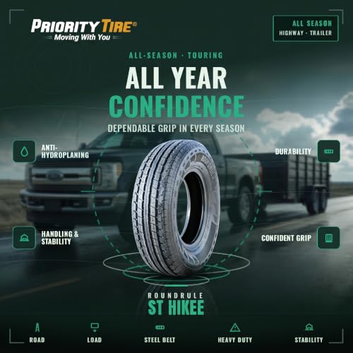 Image of Roundrule ST Hikee Semi Steel Premium Trailer Radial Tire-ST235 /80R16 235 /80 /16 235 /80-16 123 /119L Load Range E LRE 10-Ply BSW Black Side Wall