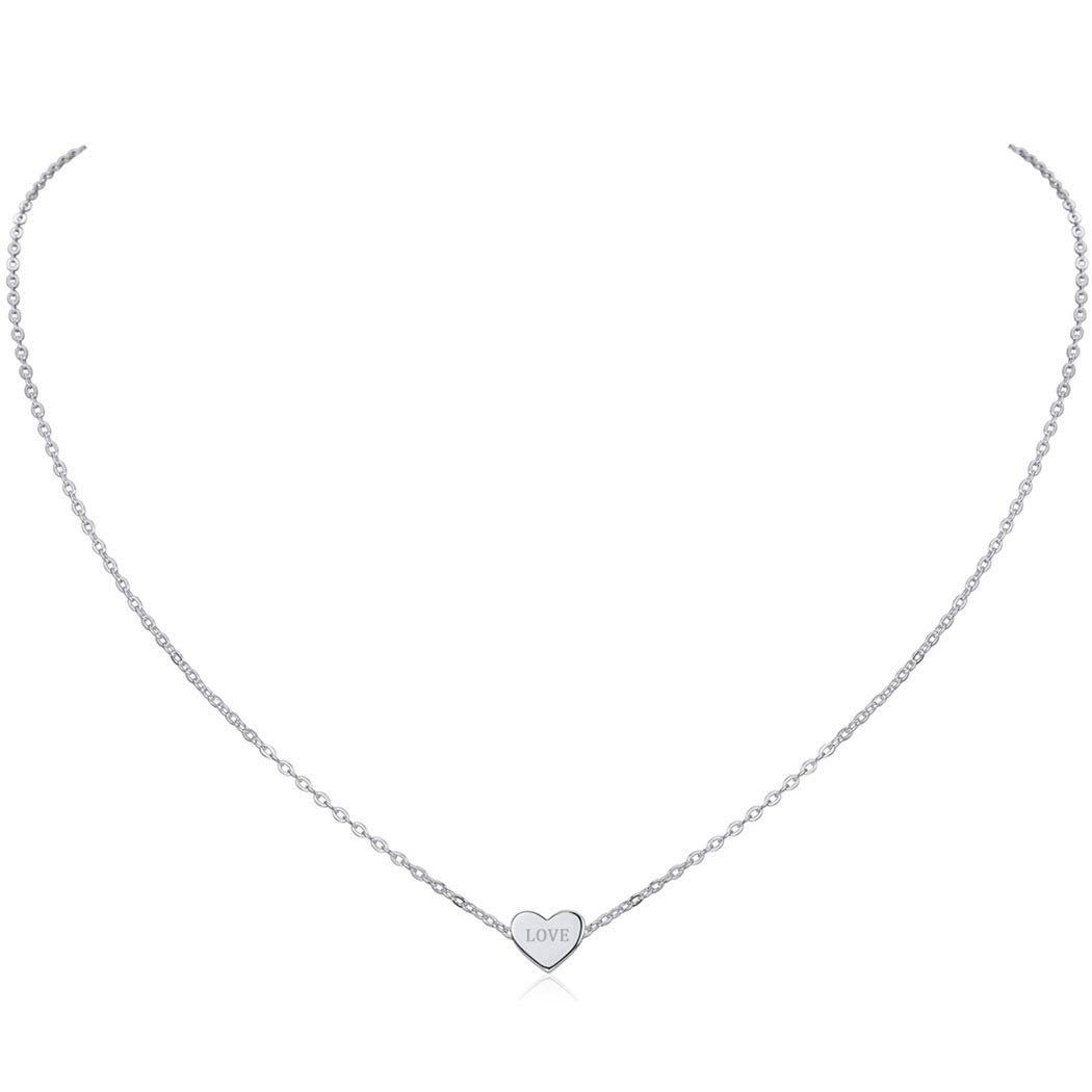 ChicSilver Collana girocollo da donna, argento/placcato oro/rosa oro, gioielli a girocollo con ciondolo a forma di cuore/luna/stella, catenina corta da 40 + 5 cm, regalo per migliore amica, donne e
