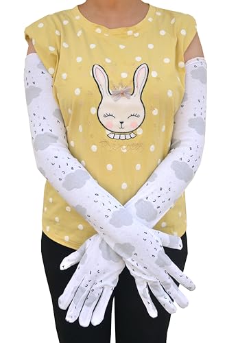 Image of Women's Driving Gloves, Printed Cotton Full Hand Summer Gloves for Protection from Sun Burn /Heat /Pollution (Pack of 1 Pair)