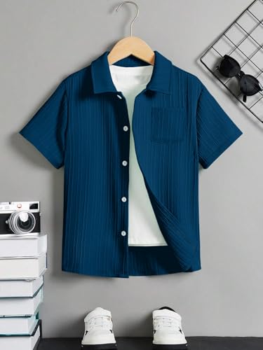 Image of TAGAS Toddler Boys' Striped Short Sleeve Casual Vacation Shirt ||Fancy Shirt || Party Shirt for Boys and Kids || Summer Shirt for Boys and Kids ||(BS-2033)