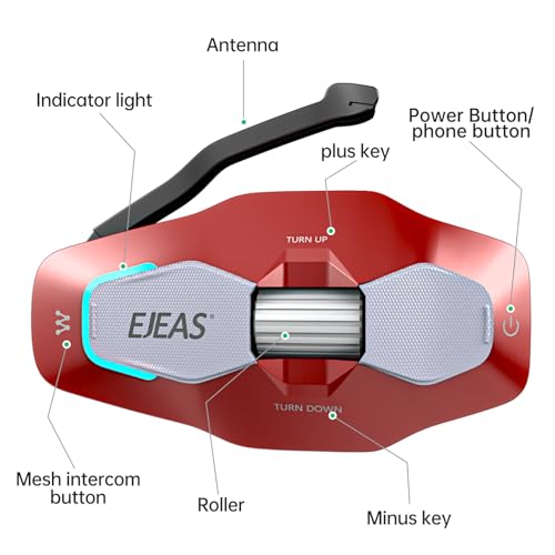 EJEAS X10 Bluetooth Mesh Intercom Headset for Communication System with Ten Riders Group, CVC Noise Cancellation/Waterproof/Hands-Free Calls/Music/GPS for Dirt Bike/ATV/Motorcycle Helmet(Red) — view 2