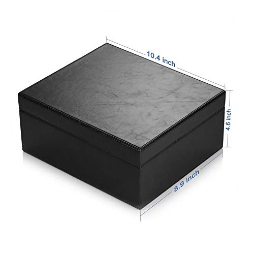 Cigar Humidor, MEGACRA Handmade Desktop Cigar Humidor with PU Leather Surface for 25-50 Cigars, Cedar Wood Lined Cigar Storage Box with Humidifier and Hygrometer