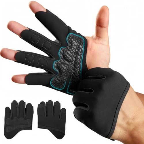 Image of PROBEROS Gym Gloves, Unisex Weight Lifting Gloves, 3 /4 Finger Workout Gloves with Finger Grip Gym, Full Palm Protection & Silicone Grip Gym for Weightlifting Exercise-L