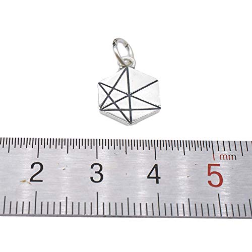 Breloques hexagonales argent sterling 925 pendentif bijoux DIY