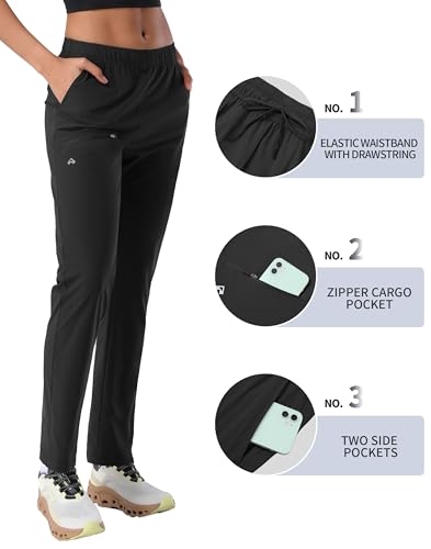 Pioneer Camp Women's Hiking Pants UPF 50+ Elastic Waist Drawstring Ultra-Stretch Lightweight Outdoor Cargo Pants for Travel3