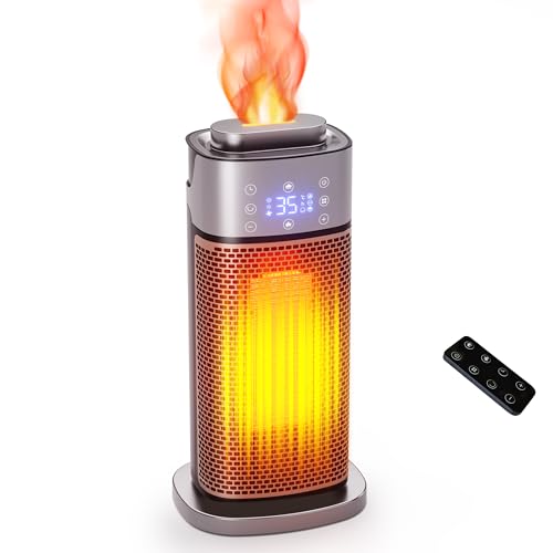 セラミックヒーター 1s速暖 電気ファンヒーター 1200W 3段階調整 90°首振り LEDディスプレイ タイマー付き ...