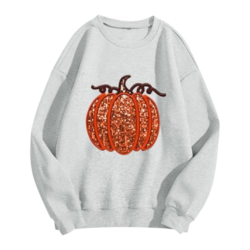 Sweatshirt femme manches longues haut imprimé col rond gris clair XL