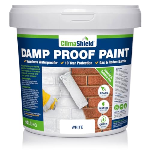 SmartSeal Damp Proof Paint - Interior & Exterior Walls, Ceilings & Floors – Prevents Water Ingress & Penetrating Damp (White, 10 Litres)