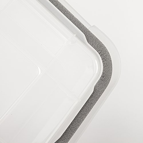 Image of IRIS USA 30 Quart WEATHERPRO Plastic Storage Box with Durable Lid and Seal and Secure Latching Buckles, Clear with Black Buckles, 1 Pack