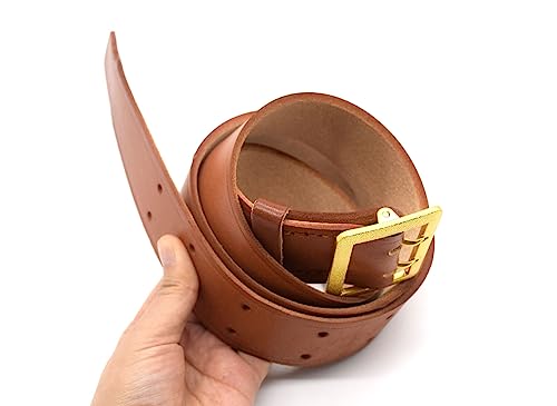 Collectable WWII German Officer Double Hole Waistband Claw Wehrmacht Belt Tool Equipment Field Brown Replica (120CM)4