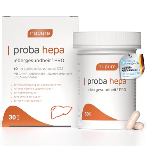 Nupure ProbaHepa Leber Komplex Kapseln 5-in-1 Formel für Leberfunktion & Stoffwechsel mit Cholin Mariendistel Artischocke Hericium & Lactobacillus