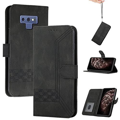 momoka Wallet Custodia Cover per Samsung Galaxy Note 9Custodia Sottile per Telefono Premium Supporto Stand Chiusura Magnetica-Nero pelle