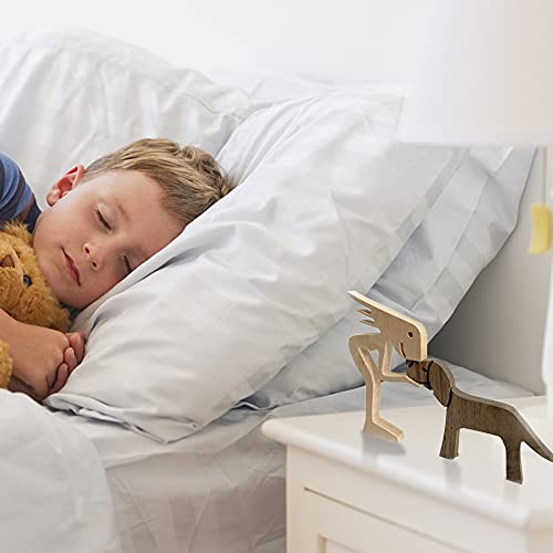 Wooden Man And Dog Statues, Handmade Wood Craft Figurine For Home Decor, Carved Creative Home Office Gift Decoration Natural Eco Friendly For Men Women(C) #TOP2