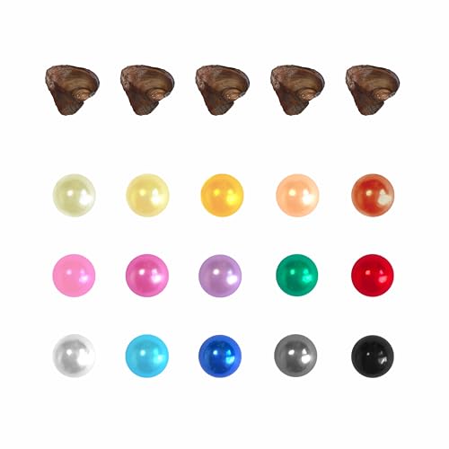 10PC Oyster with Pearl Inside Round Dainty Faux Pearl Meaningful Color Pearls Beads to Open for Jewelry Making Crafts Gifts(Round ABS 8mm)