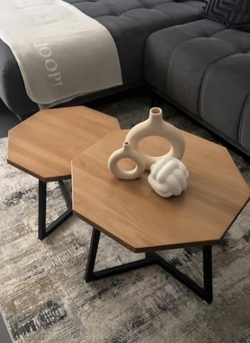 Zunika Couchtisch [2er Set] Beistelltisch FSC Massiv Holz braun modern | Satztisch, Nachttisch, Side Table. Coffee Table, Tisch für Wohnzimmer, Sofa, Couch, Dekoration | Jetzt Modelle vergleichen