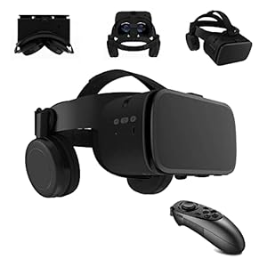 VR Headset Compatible with iPhone & Android Phone – Bluetooth Virtual Reality Goggles with Remote Control 3D VR Glasses Play Mobile Games Watch 3D Movies Gift for Adults/Kids Eye Protection (Black)
