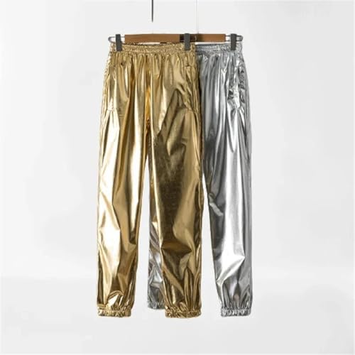 Hndudnff Men Gold Jogger Pants Elastic Waist Sweatpants Trousers Dance Cosplay Punk Street Pants2