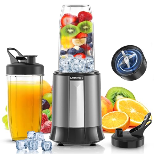 Smoothie Blender, 1300W Personal Blender for Smoothies, Shakes and Nutrient Extractions with 2pcs BPA-Free 27oz Portable To-Go Bottles Gray