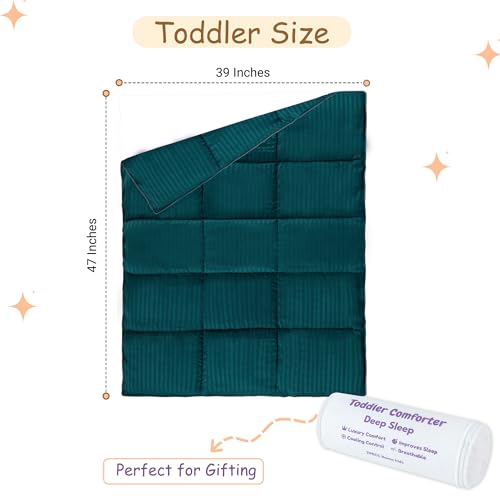 Image of ZPECC Toddler Down Alternative Comforter, 39x47 Hypoallergenic Baby Blanket Quilt, Soft Breathable Lightweight All Season Kids Duvet Insert for Crib Stroller Cot Daycare, Teal