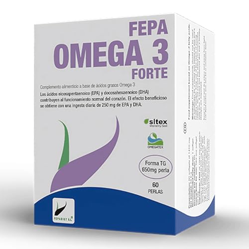 FEPA-OMEGA 3 FORTE | Suplemento Alimenticio | Alta concentración de Omega-3 EPA-DHA | Antiinflamatorio Natural | Regula el Colesterol y Refuerza Defensas | 60 Perlas | Sin Gluten | Sin Lactosa